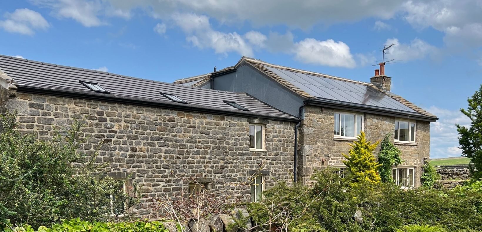 Re-roofing of stone roof incorporating solar pv and battery storage